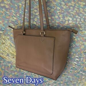 Seven Days Vegan Leather Taupe Tote Bag